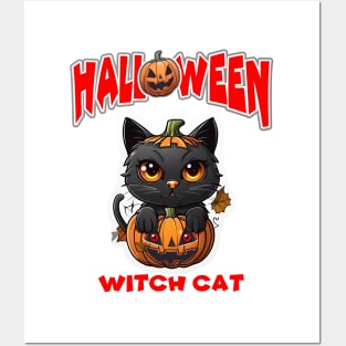 Witch Cat Happy Halloween. Posters and Art